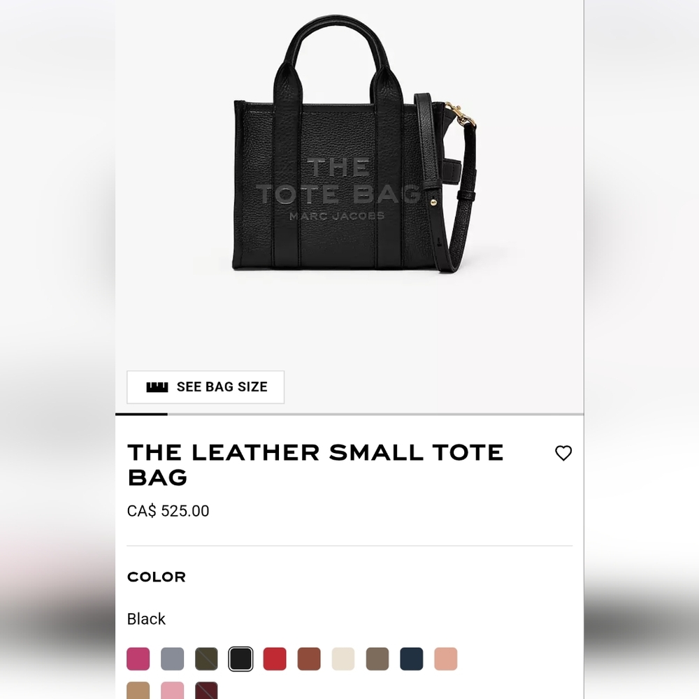 Marc Jacobs Black Leather Tote Bag